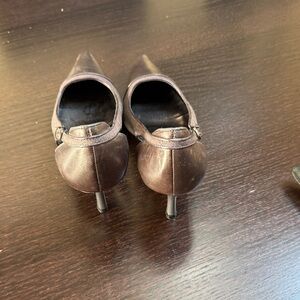 Chic gray and dark gray combination Leather Heels